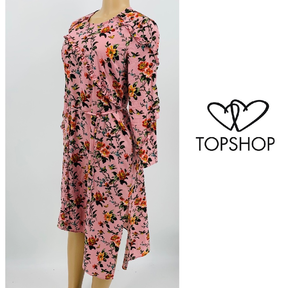 Topshop Floral Ruffle Wrap Dress - Picture 3 of 6